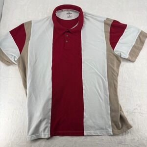 RedHead Polo Mens 5XL Polo Red White Vertical Stripe Short Sleeve Cotton Blend